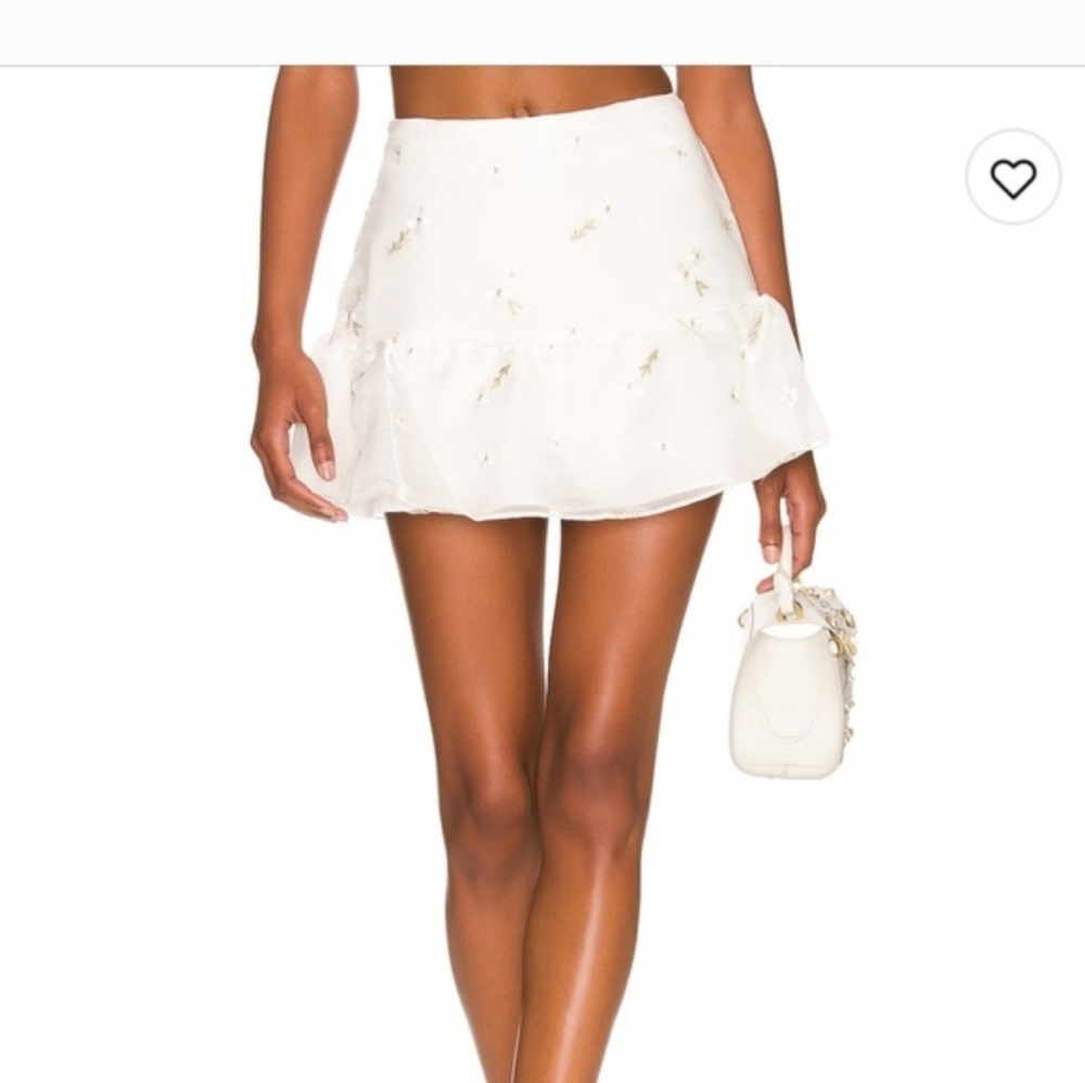 Amanda Uprichard Elegant White Floral Skort/Shirt Size Large Euc